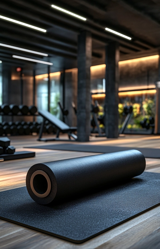 Determined fit woman using gym equipment